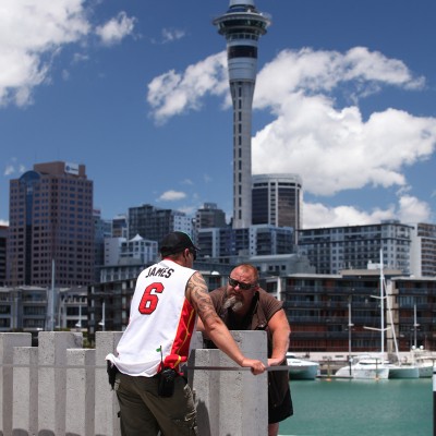 Crew taking a break on the World Famous (in New Zealand) set