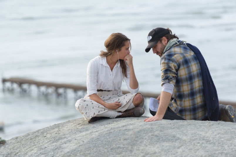 Alicia Vikander on the rocks at Cape Campbell